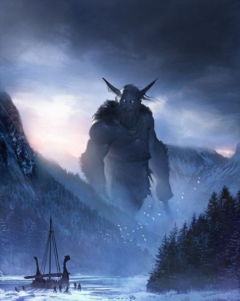 A jötunn in germanic mythology is a type of supernatural being. In Norse mythology, they are... Norse Fantasy Art, Jötunn Giant, Germanic Mythology, Yellow Cartoon, World Mythology, Norse Myth, Legends And Myths, Supernatural Beings, Top Songs