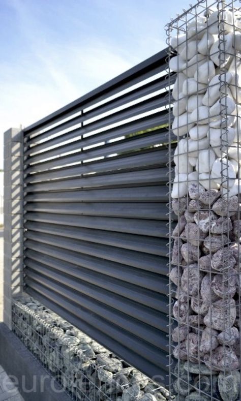 Shutter/ Louvered Fence Fence Panels Privacy, Louvered Fence, Boundry Wall, Privacy Fence Landscaping, Steel Fence Panels, Fence And Gate, Metal Fence Panels, House Fence Design, Australian Native Garden