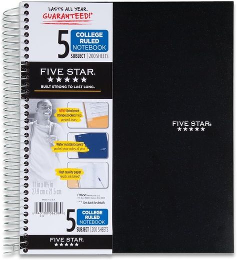 Old school favorite of mine and now my daughters Five Star Notebook, Notebook Study, College Ruled Paper, Associates Degree In Nursing, College Notebook, Ink Bleed, College Supplies, Colorful Notebooks, School Bag Essentials