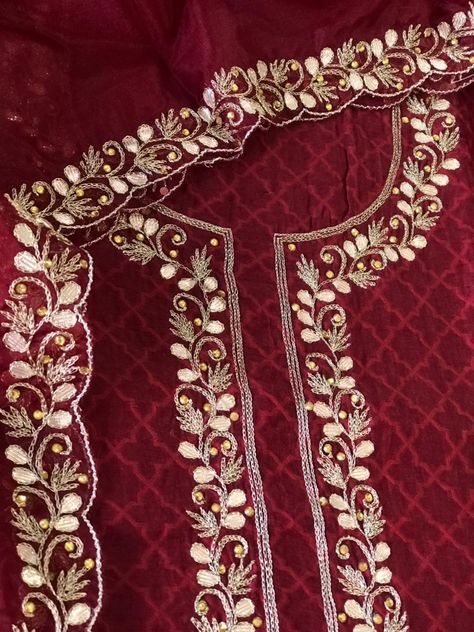 Sitara Work Embroidery Suit, Gotapatti Designs, Duptta Design, Zardosi Work Blouse, Mukesh Work, Beautiful Kurti, Pink Kurti, Kalamkari Dresses, Cotton Saree Blouse Designs