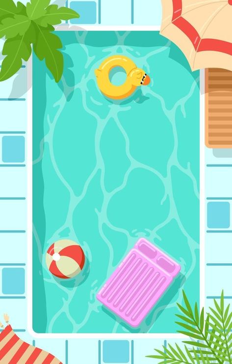 Pool From Above, How To Draw Pool Water, Pool Floatie Drawing, Pool Float Drawing, Pool Clipart, Pool Drawing, Swimming Pool Art, Pool Party Birthday Invitations, Pool Floaties