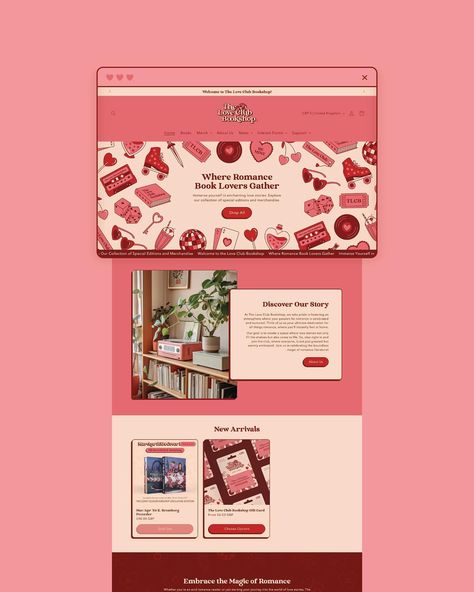 The playful, romantic new look of @theloveclubbookshop!🪩❤️ We’ve crafted a brand new identity for the Canada-based bookshop, reflecting the heart and soul of this enchanting romance haven. Join fellow romance book enthusiasts and immerse yourself in captivating love stories🫶🏼 #graphicdesign #graphicdesigner #design #brand #creative #logodesigner #logodesign #branding #brandidentity #brandingdesign #designer #brandingdesigner #illustrator #photoshop #logodesigns #logo #packagingdesign #visua... Bakery Social Media Design, Personal Identity Design, Love Campaign, Book Banner, Personal Website Design, 블로그 디자인, Chloe Brand, Jewelry Packaging Design, Love Website