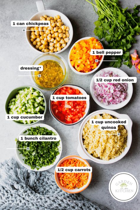 Kids Vegetarian Lunch Ideas, Lunch Ideas Quick, Vegetarian Lunch Ideas, Quinoa Chickpea Salad, Mediterranean Quinoa Salad, Chickpea Salad Recipes, Vegetarian Lunch, Universal Language, Chickpea Salad