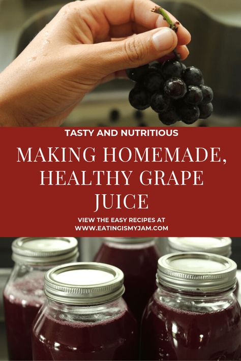 Making Healthy, Homemade Grape Juice (Vegan, Paleo) - Eatingismyjam Homemade Grape Juice, Grape Juice Recipe, Grape Recipes, Homemade Juice, Fruity Drinks, Grape Juice, Healthy Appetizers, Health Drink, Healthy Homemade