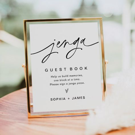 EVERLEIGH Jenga Guest Book Wedding Sign Jenga Wedding Guest Book, French Wedding Decor, Jenga Wedding, Guest Book Wedding Sign, Guest Book Wedding, Wedding Guest Book Sign, Book Wedding, French Wedding, Kids Stationery