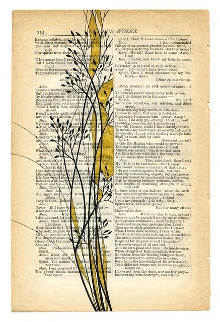 DIY Book Page Art | Broke-Ass Stuarts Goddamn Website Watercolor Painting On Book Pages, Watercolor Painting On Old Book Pages, Painted Book Pages, Book Page Collage, Vintage Book Art, Newspaper Art, Book Page Art, Altered Book Art, Dictionary Art