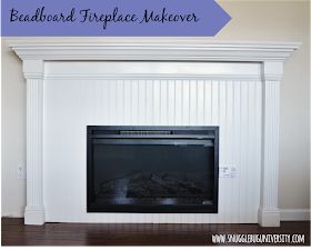 Snugglebug University: Beadboard Fireplace Makeover Beadboard Fireplace Surround, Beadboard Fireplace, Outdoor Fireplace With Tv, Diy Beauty Room Decor, Fireplace Simple, Fireplace Layout, Fireplace Classic, Fireplace With Tv, Fireplace Vintage