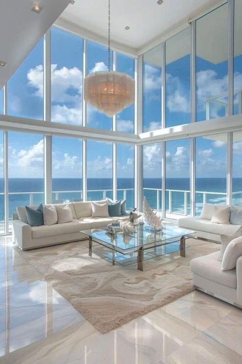 Dream Beach Houses Luxury, Coastal Apartment Decor, Coastal Apartment, Year Goals, Luxury Beach House, Dream Beach Houses, Pool Villa, Clear Vases, Beach House Interior