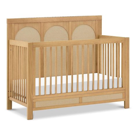 Namesake Eloise 4-in-1 Convertible Crib in Honey and Performance Sand Eco-Weave, GREENGUARD Gold Certified Nature, Nursery Traditional, Fabric Detailing, 4 In 1 Crib, Bed Bassinet, Play Wood, Sleep Gifts, Nursery Trends, Cart Furniture