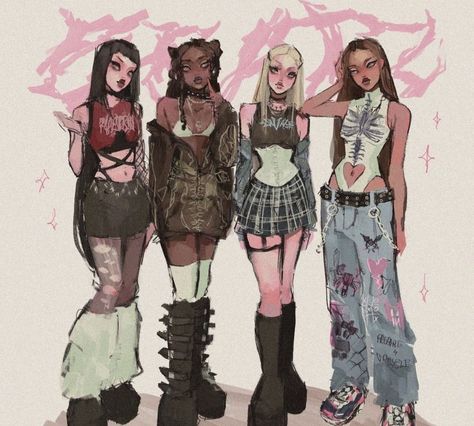 Brats Fanart, Cool Grunge Art, Craig Core, Bratz Fanart, Outfits To Draw, Y2k Illustration, Cute Character Art, Arte Monster High, Art Outfit