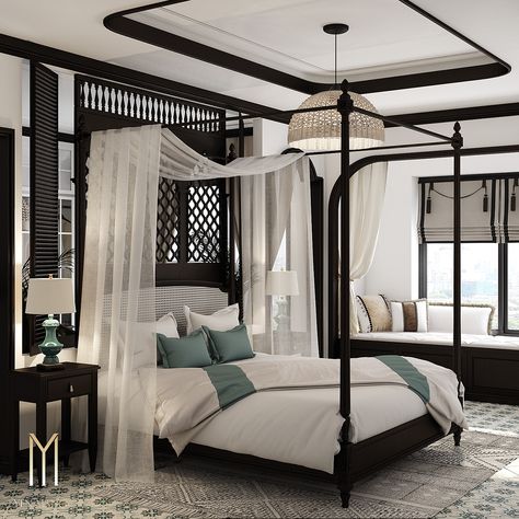 INDOCHINE INTERIOR on Behance Canopy Bed Decor, Indochine Bedroom, Indochina Interior, Colonial Style Interior, Indochine Interior, British Colonial Decor, Chinese Interior, Colonial Interior, Colonial Design