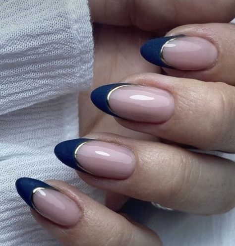 Navy Blue Nail Tips, Navy Tips Nails Almond, Navy Nails Almond, Nail Designs Navy Blue French Tips, French Tips Navy Blue, Navy Blue French Tips Almond, Navy French Tips, Navy French Tip Nails, Dark Blue French Tip Nails