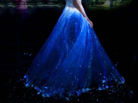 Wedding Dresses Neon, Celestial Wedding Dress Purple, Unconventional Colored Wedding Dress, Light Up The Night Prom Dress, Fiber Optic Dress Formal, Neon Blue Wedding Dress, Led Tulle Skirt, Ice Queen Skirt, Light Up Tutu Skirt