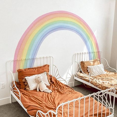 Amazon.com: funlife Fabric Large Rainbow Wall Mural Stickers Peel and Stick, Precut Giant Vibrant Half Watercolor Rainbow Wall Decals for Girls Bedroom Kids Nursery Room Playroom, 78.74" x 70.87" : Baby Rainbow Wall Bedroom, Rainbow Kids Room, Watercolor Rainbow Wall, Mural Stickers, Rainbow Wall Mural, Rainbow Decal, Living Room Playroom, Rainbow Wall Decal, Kids Room Wall Decor