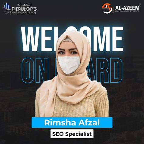 𝐖𝐞𝐥𝐜𝐨𝐦𝐞 𝐎𝐧𝐛𝐨𝐚𝐫𝐝! Rimsha Afzal A warm Welcome and lots of good wishes on becoming part of our growing team as an 𝐒𝐄𝐎 𝐒𝐩𝐞𝐜𝐢𝐚𝐥𝐢𝐬𝐭. Congratulations on behalf of all the team members. We are all happy and excited about your input and contribution to our company. We look forward to a successful journey with you! Faisalabad Realtor's #faisalabadrealtor #welcome #welcomeonboard #team #realtor New Members Welcome Post, Team Members Design, Team Poster Ideas, Welcome To Our Team, Aerial Yoga Poses, Welcome Post, Welcome On Board, Welcome To The Team, Social Media Advertising Design