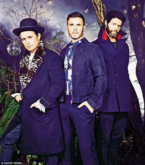 The Take That trio say they want to Rule The World again | Daily Mail Online Robbie Williams Take That, Take That Band, Jason Orange, Howard Donald, Mark Owen, Gavin And Stacey, Gary Barlow, Golf School, Baby Grand Pianos