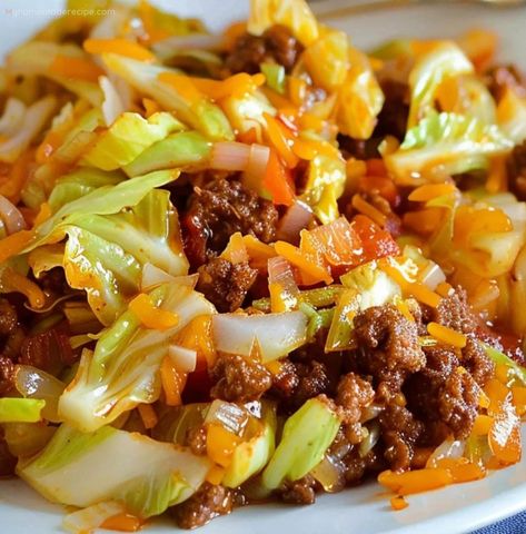 Quick Ground Beef Taco Cabbage Skillet Recipe - My Home Made Recipe Ground Beef Taco Cabbage Skillet, Taco Cabbage, Cabbage Tacos, Low Carb Taco Seasoning, Cabbage Skillet, Low Carb Taco, Ground Beef Taco, Recipes Ground Beef, Ground Beef And Cabbage