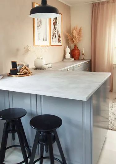 IKEA Countertops in the Kitchen: Ideas and Inspiration | Hunker Ekbacken Countertop, Ikea Ekbacken, Ikea Ekbacken Countertop, Ikea Saljan Countertop, Ikea Countertop, Karlby Countertop, Slate Floor Kitchen, Cabinets To Go, Kitchen Renovation Inspiration