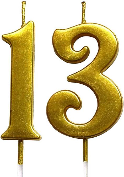 Amazon.com: Gold 13th Birthday Numeral Candle, Number 13 Cake Topper Candles Party Decoration for Girl Or Boy: Home Improvement Number 13 Cake, 13 Cake Topper, 19 Cake, 13 Cake, Purple Christmas Lights, Graduation Cake Toppers, Ball Wreath, Number 19, Number Candle