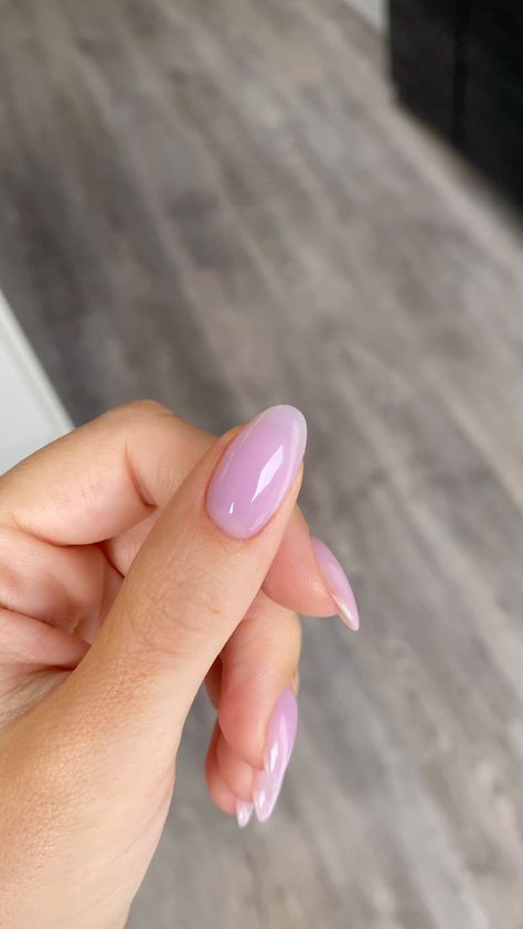 Nails That Match Purple Dress, Milky Nails Purple, Grapeseed Oil Nails, Sheer Lilac Nails, Pale Lilac Nails, Nail Inspiration Round, Sheer Purple Nails, Milky Purple Nails, Lilac Almond Nails