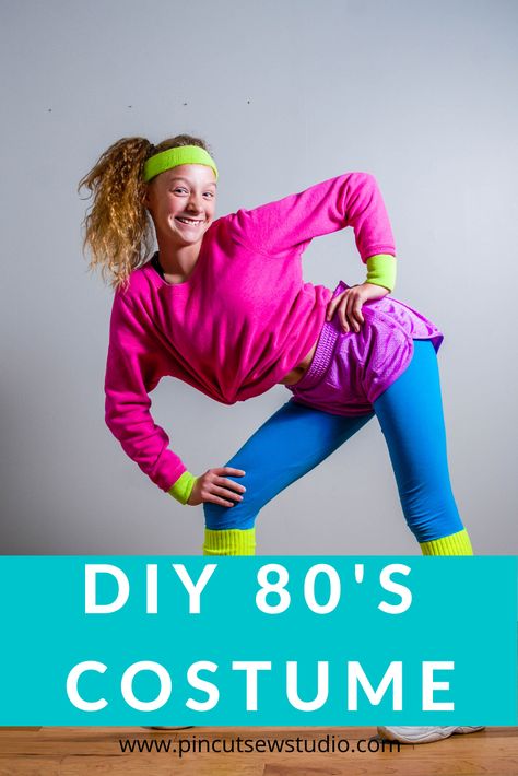 Homemade 80s Costume, 80 Fitness Costume, Diy Womens 80s Outfit, 89s Costume Ideas, 80s Thrift Store Outfits, 80s Ideas Outfit, Cheap 80s Costume Ideas, Diy 1980s Costume Ideas, Dress Up 80s Costume Ideas