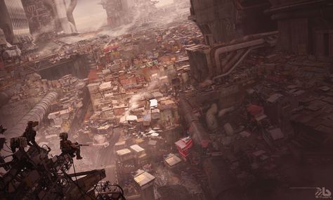 Nivanh Chanthara - city Cyberpunk Slums, Nivanh Chanthara, Illustration Fantasy Art, Post Apocalyptic City, Apocalyptic Wasteland, Illustration Fantasy, Science Fiction Illustration, Sci Fi Environment, Location Inspiration