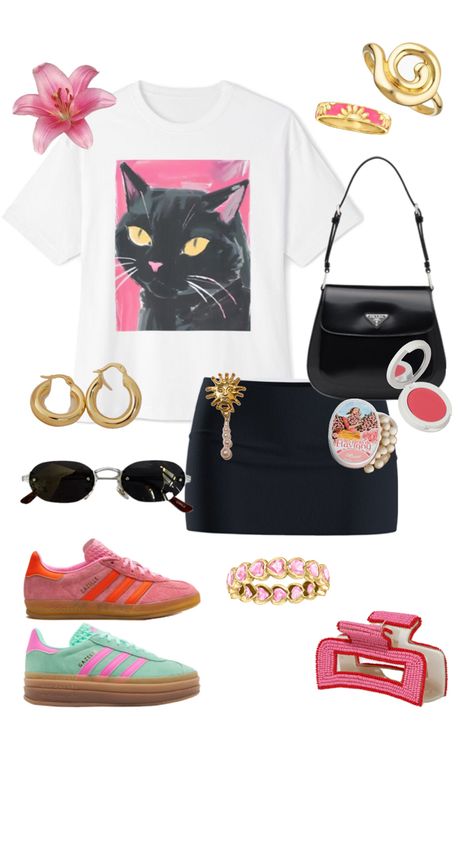 Get ready for some summer style inspiration with a cool and trendy black cat graphic tee. This 2024 fashion piece is sure to add a touch of fun and edge to your summer wardrobe. Black Graphic Tee Outfit, Mini Black Skirt, Black Graphic Tee, Cat Graphic Tee, Cat Graphic, 2024 Fashion, Summer Outfit, Summer Style, Black Cat