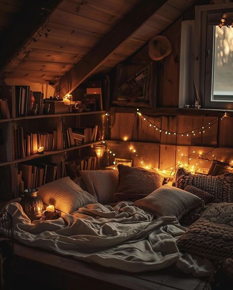 Library Bedroom Aesthetic, Woodsy Room, Room Ideas Attic, Attic Decorating Ideas, Aesthetic Reading Nook, Reading Nooks For Kids, Read Corner, Reading Nook In Bedroom, Nook In Bedroom