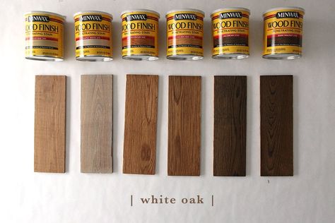 How 6 Different Stains Look On 5 Popular Types of Wood - Chris Loves Julia Color Wood Stain, Best Wood Stain, Floor Stain Colors, Wood Floor Stain Colors, Minwax Dark Walnut, Jacobean Stain, Stain On Pine, Minwax Stain, Floor Stain