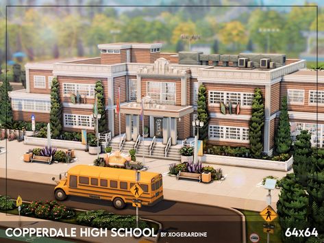 Sims 4 High School, Lotes The Sims 4, The Sims 4 Lots, Die Sims 4, Sims 4 House Building, Play Sims, Sims 4 House Design, Casas The Sims 4, Sims Building