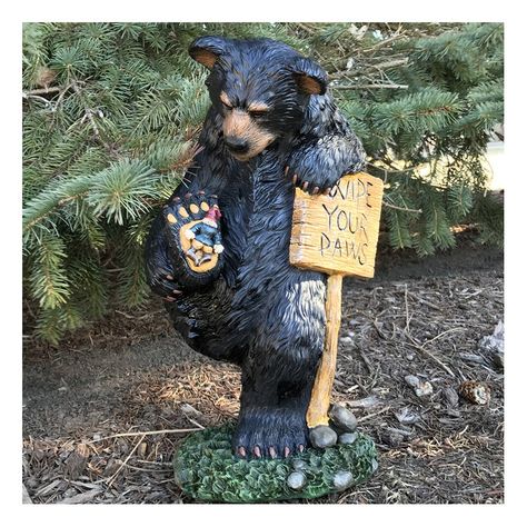 Wipe Your Paws Bear Statue Black Bear Decor, Wipe Your Paws, Holding Sign, Blessed Weekend, Christmas Home Decorations, Bear Statue, Log Cabin Decor, Christmas Teddy Bear, Bear Carving