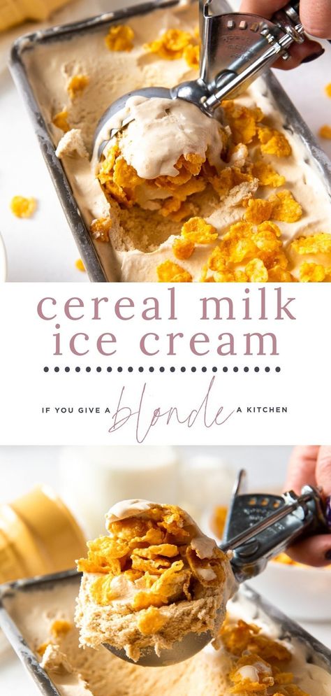 Cereal Toppings, Frozen Milk Recipes, Cereal Ice Cream, Cereal Milk Desserts, Cereal Milk Ice Cream, Cereal Desserts, Waffle Crisp Cereal, Horchata Ice Cream, Condensed Milk Ice Cream