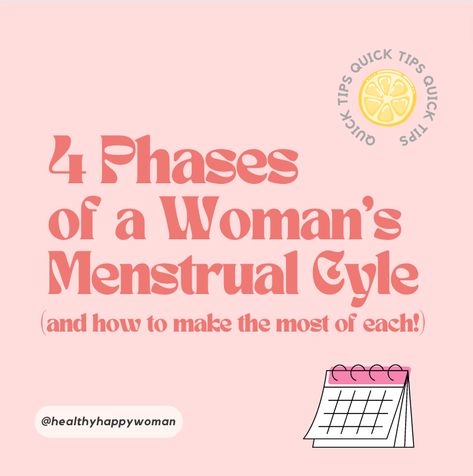 4 Phases of a Woman's Menstrual Cycle (And how to make the most of each!) - The Healthy Happy Woman Hormone Levels Menstrual Cycle, 4 Phases Of Menstrual Cycle, Cycle Phases Menstrual, Cycle Moods, Period Phases, Phases Of Menstrual Cycle, Things I Have Done, Cycle Phases, Menstrual Phase