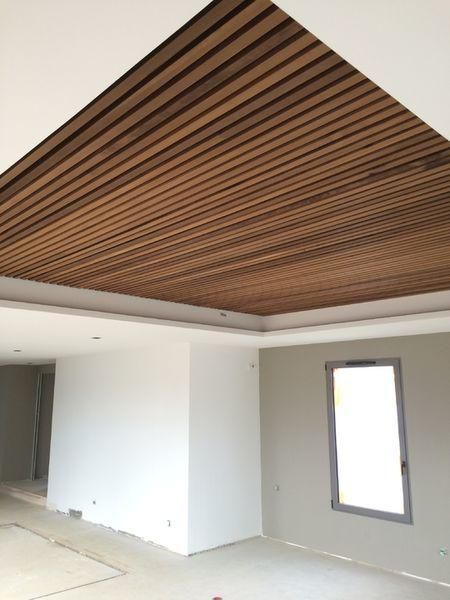 Wood Slat Ceiling, Basement Ceiling Options, Low Ceiling Basement, Wooden Ceiling Design, Diy Basement, Ceiling Design Living Room, Basement Ceiling, Ceiling Design Bedroom, Ceiling Ideas