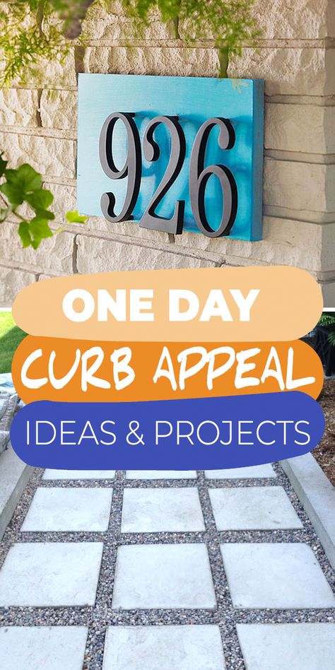 Change the look of your home and increase it’s value with these curb appeal ideas and projects that you can DIY in one day and on a budget! #curbappeal #curbappealideas #curbappealprojects #diycurbappeal #diycurbappealideas #diyhomedecor Instant Curb Appeal, Cheap Curb Appeal Ideas Diy, Diy Curb Appeal Ideas, Easy Curb Appeal Ideas, Curb Appeal On A Budget, Home Curb Appeal, Curb Appeal Ideas, Improve Curb Appeal, Front Yards Curb Appeal