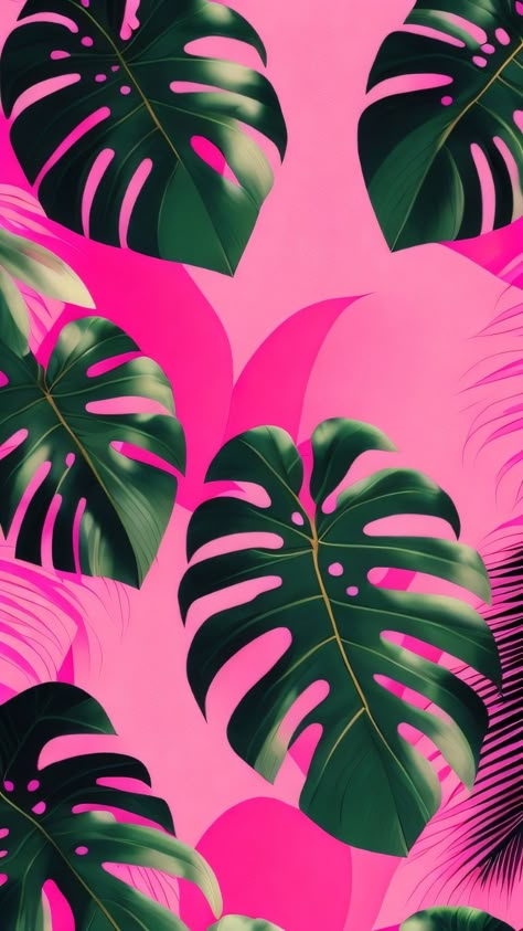 Monstera Plant Wallpaper, Tropical Phone Wallpaper, Pink And Green Tropical, Watermelon Art, Plant Art Print, Sunflower Wall Art, Floral Wallpaper Phone, Plant Wallpaper, Love Wallpapers