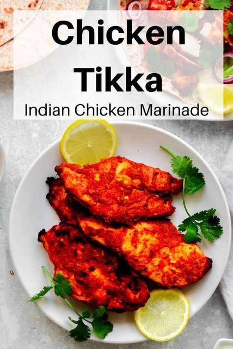 This chicken tikka marinade is really simple to mix up. Let the chicken marinate overnight and then use it in salads, wraps or curries. So tasty and really versatile. Indian Chicken Marinade, Tikka Marinade, Chicken Tikka Marinade, Chicken Keema Recipe, Asian Marinade For Chicken, Chicken Tikka Kebab, Chicken Marinate, Tikka Recipe, Moist Chicken