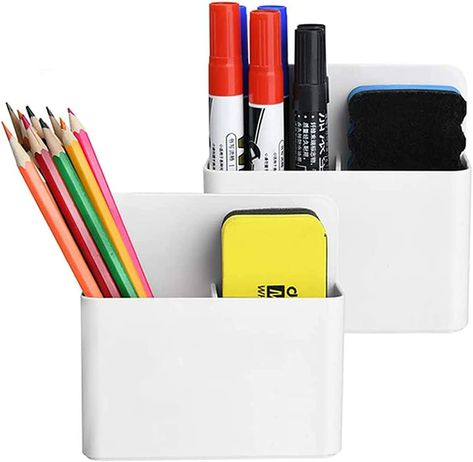 Amazon.com : Magnetic Dry Erase Marker Holder,Pen and Eraser Holder for Whiteboard，Magnet Pencil Cup Utility Storage Organizer for Office , Refrigerator, Locker and Metal Cabinets (2 Pack) : Office Products Dry Erase Marker Holder, Office Refrigerator, Metal Storage Containers, Metal Cabinets, Magnetic Organizer, Marker Holder, Decorative Storage Bins, Whiteboard Eraser, Dry Erase Calendar