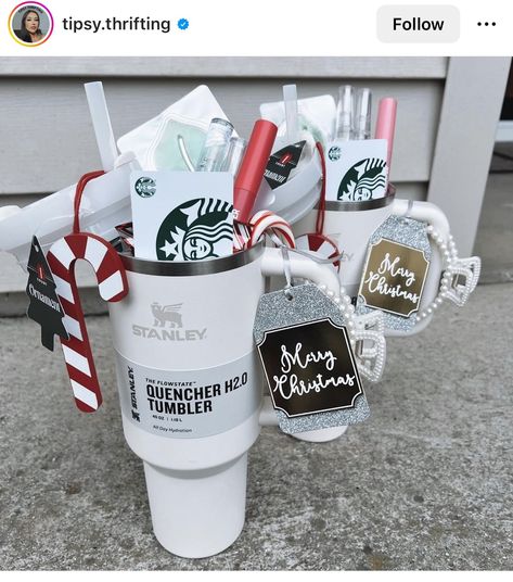 Christmas Basket Gift Ideas Sister, Stanley Teacher Gift Christmas, Coffee Mug Exchange Gift Ideas, Christmas Stanley Cup Gift, Stanley Christmas Gift Basket, Stanley Cup Christmas Gift Ideas Filled, Secret Santa Small Gift Ideas, Tumbler Christmas Gift Ideas Filled, Creative Christmas Gifts For Teachers