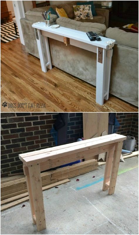 Easy 2X4 Narrow Sofa Table Diy 2x4 Projects, 2x4 Projects, Diy Swimming Pool, Furniture Logo, Diy And Crafts Sewing, Diy Wood Projects, Furniture Projects, Sofa Table, Furniture Plans