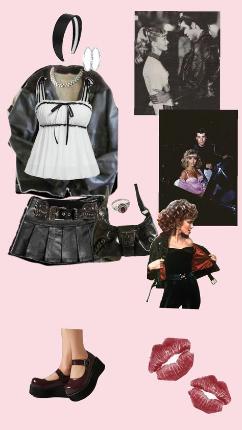 grease themed outfit / downtown girlish #aesthetic #outfit #grease #downtowngirl Greasers Outfit, Greasers Outfit Girl, Grease Inspired Outfits, Grease Costumes Diy, 60s Greaser, Girlish Aesthetic, Greaser Girl Outfit, Girl Greaser Outfit, Greaser Outfit