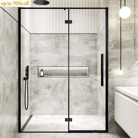 Baiqi Glass Shower Room Swing Bathroom Glass Shower Doors Shower Cabin Simple China Modern Rectangle Straight Aluminium Alloy Modern Bathroom Design Contemporary, Bathroom Mountain, Hinged Shower Door, Shower Door Designs, Shower Cabinets, Black Shower Doors, Bathroom Shower Doors, Shower Box, Bathroom Shower Design