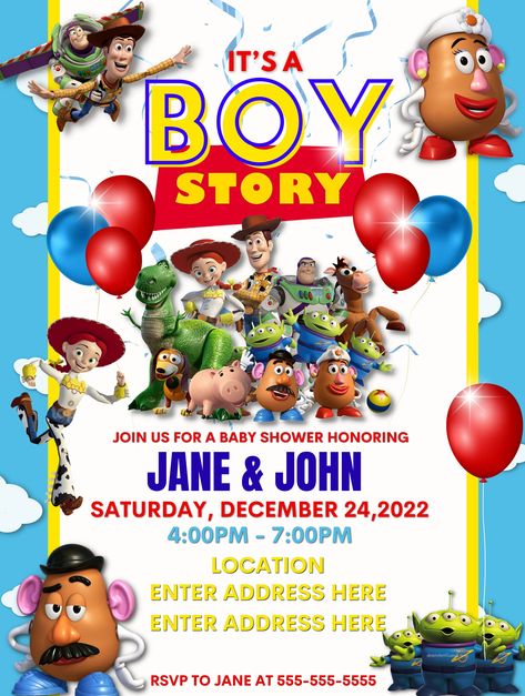 Toy Story Baby Shower Invitations, It’s A Boy Story Decor, Toy Story Themed Baby Shower (boy), Baby Shower Toy Story Theme, Boy Ramos, Toy Story Theme Baby Shower Ideas, It’s A Boy Story Baby Shower Ideas, It’s A Boy Story, A Boy Story Baby Shower Ideas