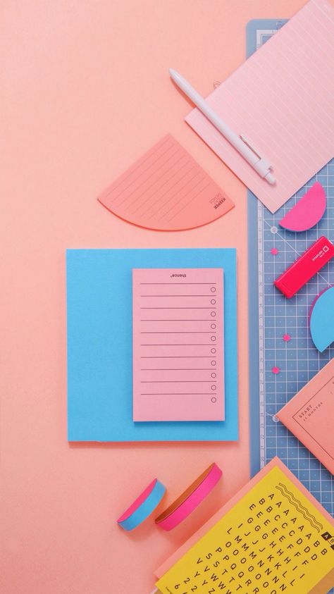 iPhone wallpaper  Stationary Design, Graphic Design Background Templates, Flat Lay Photography, Cute Stationery, Packaging Design Inspiration, Book Inspiration, Instagram Story Ideas, Photography Products, Sticky Notes