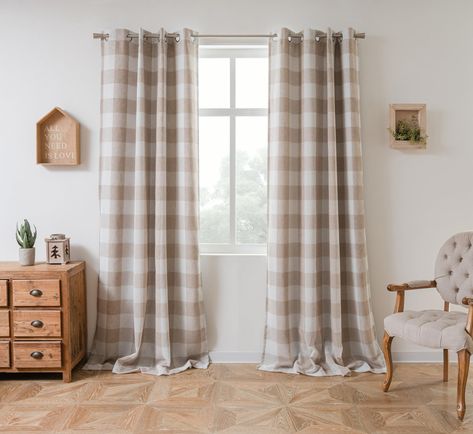 PRICES MAY VARY. PACKAGE INCLUDES: 2 lined panels. Made of 100% Polyester, imported. DESIGN & STYLE: The buffalo plaid curtain have a classic and elegant design, match both room color and your customized home styles, fit well for modern / classical / antique / vintage / contemporary / trendy home decor. These thermal lined versatile linen textured curtains provide an easy and inexpensive way to add color and style to any room of your home. UPGRADED VERSION & SERVE WELL: Buffalo check curtain, wi Buffalo Check Curtains Living Room, Navy And Tan Nursery, Cabin Style Nursery, Plaid Curtains Nursery, Vintage Cabin Nursery, Woodland Nursery Curtains, Green Gingham Nursery, Vintage Farm Nursery Boy, Amber Interiors Nursery