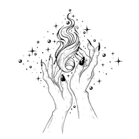 Train Sketch, Growing A Business, Magic Drawing, Stick Drawings, Witch Coloring Pages, Fantasy Tattoos, Magic Tattoo, Magic Hands, Doodle Tattoo