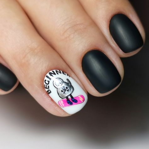 #Dubai #nails #emi #nailart #nailpolish #nailswag #luxio #naildesign #nailsdubai #snowboarding #drawing #gelpolish  #gelnails #manicure #ski #myDubai #топмастеров #uae  #blacknails #black #mattenails #nailsvideos  #thebest #dxb #dubainails  #dubailifestyle  #instalike  #manicuredubai  #handmade #russiannailsdubai Snowboard Nails, Snowboarding Drawing, Dubai Nails, Dubai Lifestyle, Matte Nails, Black Nails, Swag Nails, Snowboarding, Gel Polish