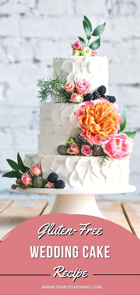 Gluten Free Wedding Cake Recipe, Cake Recipe For Decorating, Gluten Free Wedding Cake, Gluten Free Wedding, Homemade Wedding Cake, Gluten Free Vanilla Cake, Gluten Free Cake Recipe, Fluffy Cake, Gluten Free Cheesecake