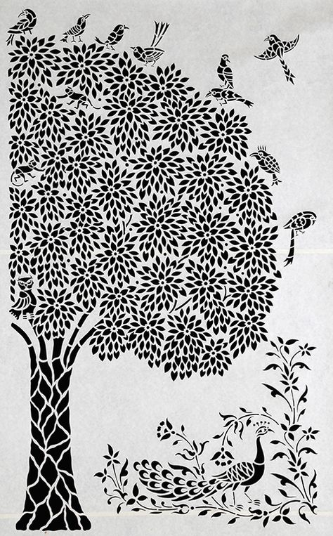 VIJAY KUMAR VERMA - Peacock and birds (Sanjhi Art) @ | StoryLTD Sanjhi Art, Art Deco Tattoo, Vijay Kumar, Ganesha Drawing, Pencil Sketch Images, Historical Painting, Art Decor Diy, Black And White Flowers, Indian Folk Art