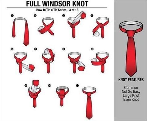 Learning how to tie a Full Windsor Knot is akin to your metaphorical leap into fully fledged formal wear fashion. In this detailed guide, we will discuss the history of the Full Windsor Knot, the type of collar that it is best worn with, the type of occasion it is best worn to, and finally, the tie knot tutorial. #fullwindsor #howtotieatie Types Of Tie Knots, Double Windsor Knot, Different Types Of Ties, How To Tie A Necktie, Windsor Tie Knot, Tie Knots Men, Eldredge Knot, Four In Hand Knot, Full Windsor Knot